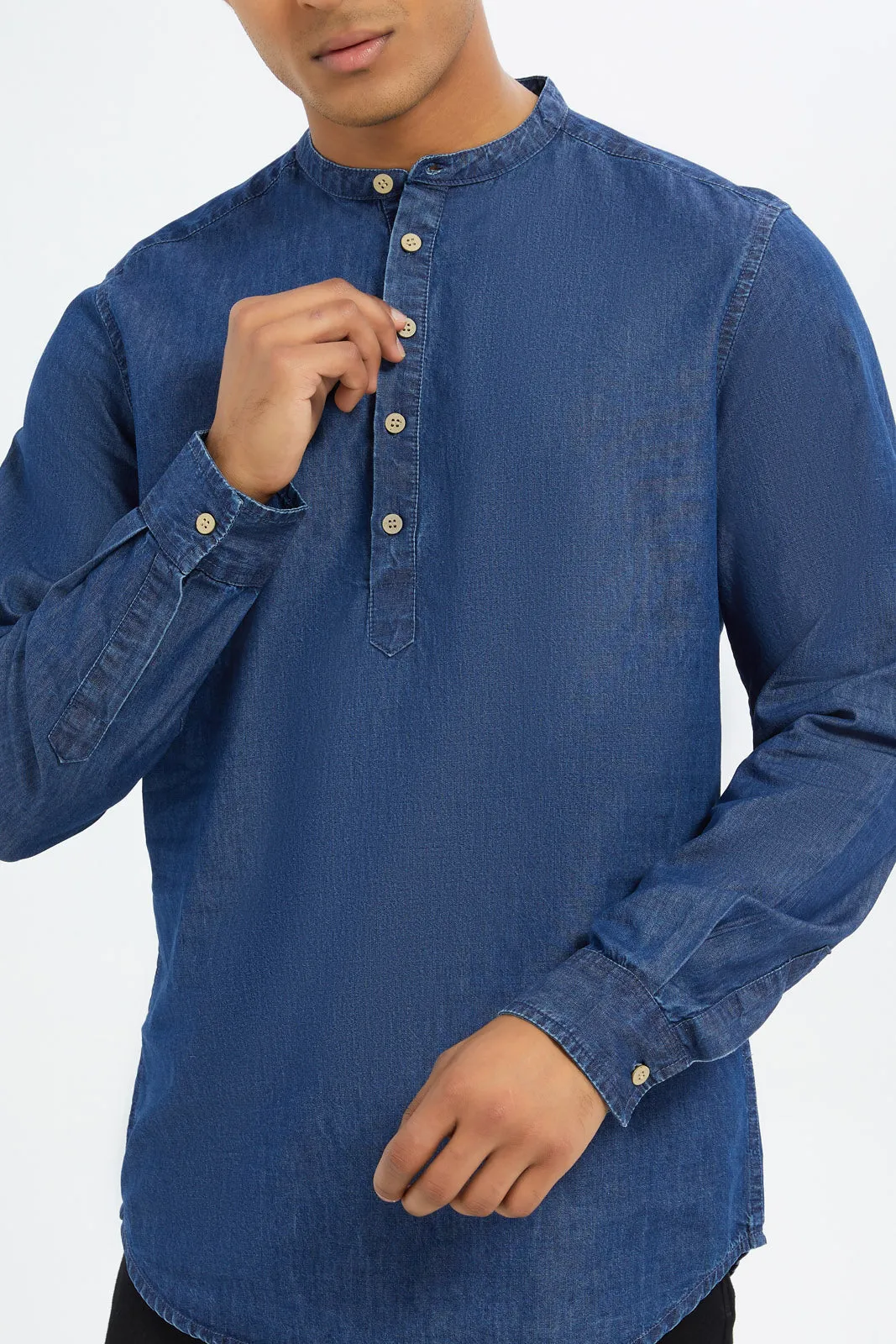 Men Blue Denim Kurta