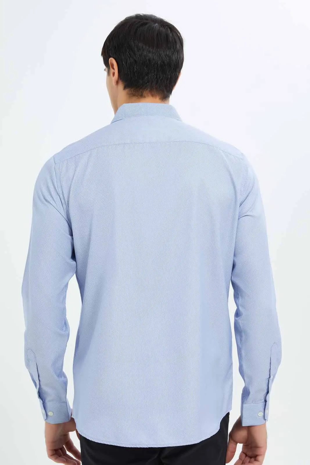 Men Blue Plain Formal Shirt