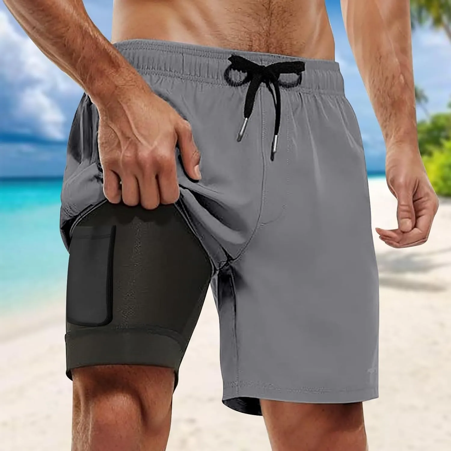 Men Cargo Pants Casual Cotton Stretch Elastic Waistband Pant Soft Comfortable Sweatpant Joggers Baggy Gym