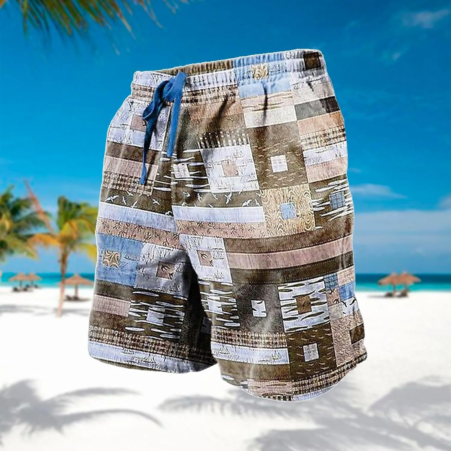 Men Casual Linen Shorts Fitness Sports Plus Size Five Quick Drying Beach Pants Shorts Khaki Men's Shorts Swim for