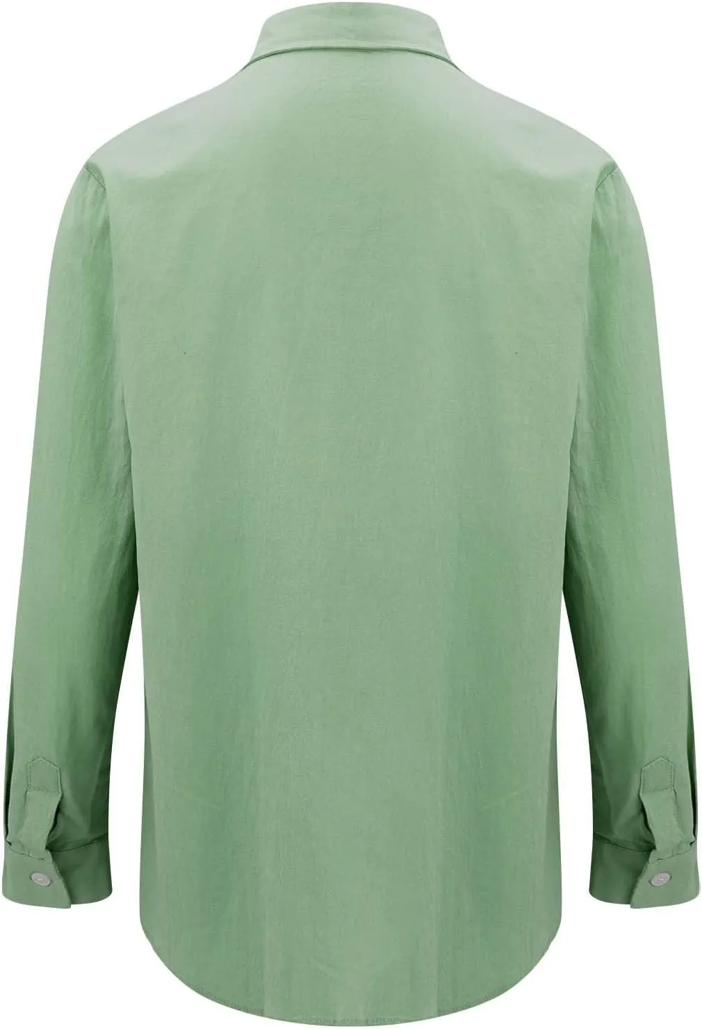 Men Casual Long Sleeve Linen Shirts Solid Button Down Double Pockets Work Shirt Lingtweight Soft Fall Outdoor Tee Top