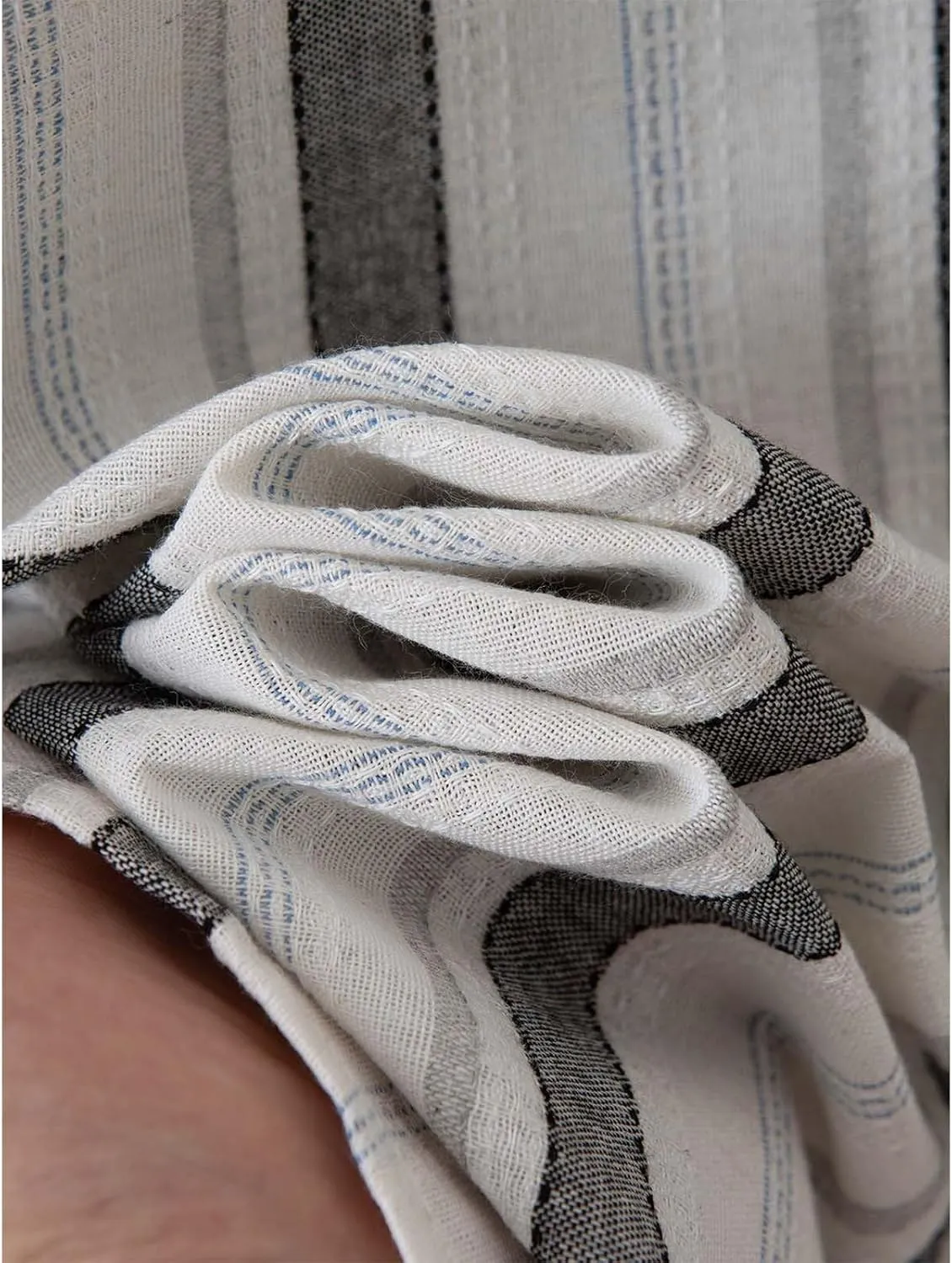 Men Cotton and Linen Shirt Button Down Lapel Striped Printed Long Sleeve Blouse Tops Casual Soft Slim Fit Shirts