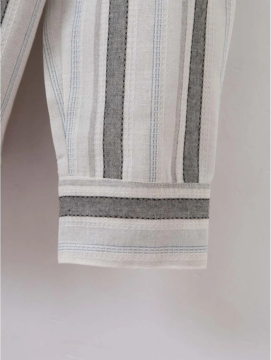 Men Cotton and Linen Shirt Button Down Lapel Striped Printed Long Sleeve Blouse Tops Casual Soft Slim Fit Shirts