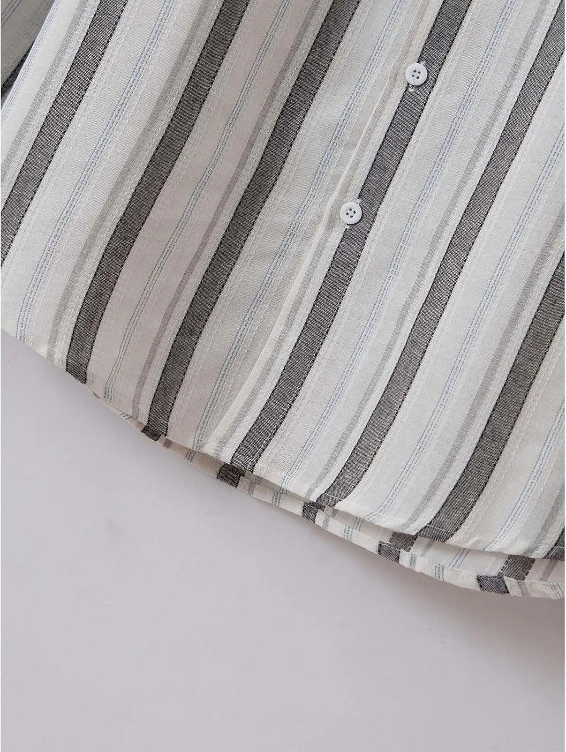 Men Cotton and Linen Shirt Button Down Lapel Striped Printed Long Sleeve Blouse Tops Casual Soft Slim Fit Shirts