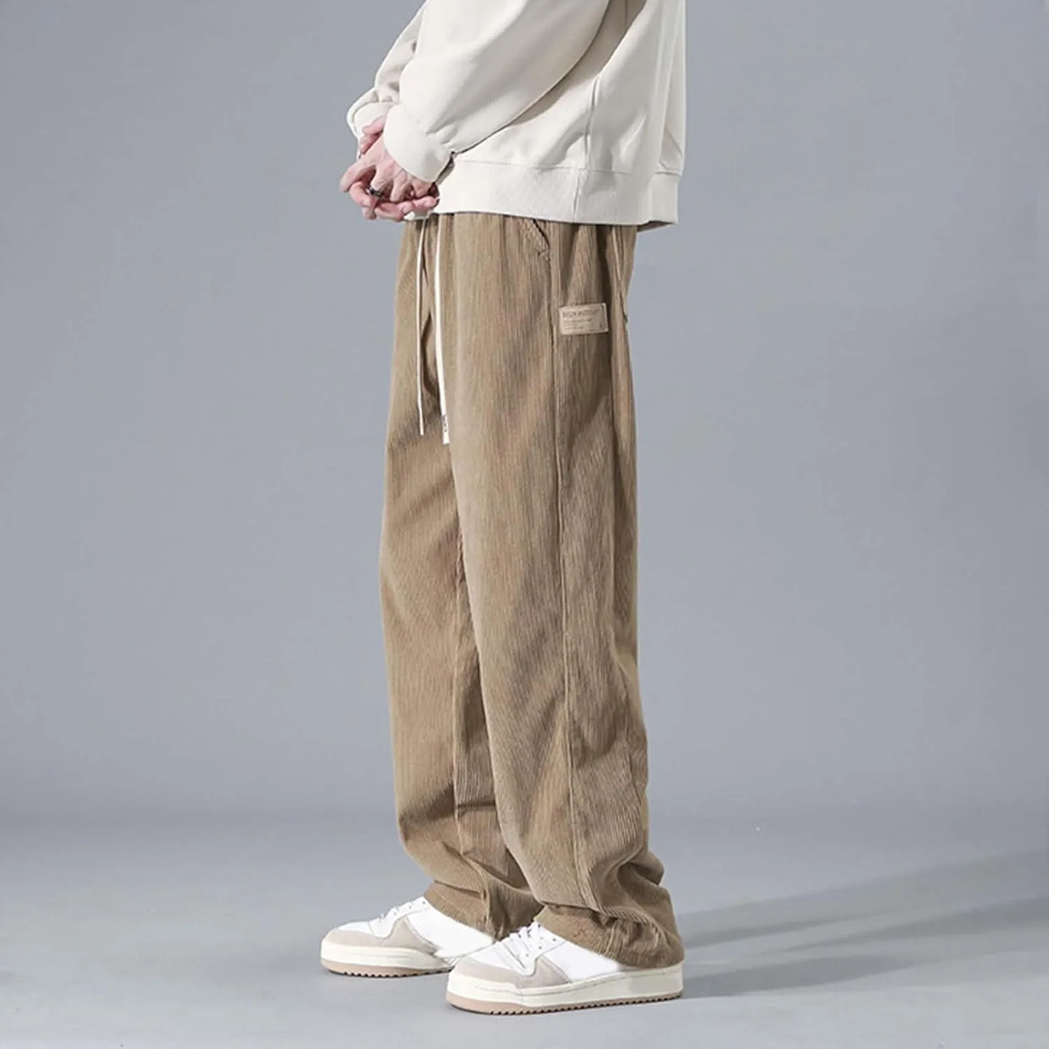 Men Jogging Pants Casual Joggers Sports Running Fitness Gym Sweatpant Open Hem Elasticated Stretch Waist Pant