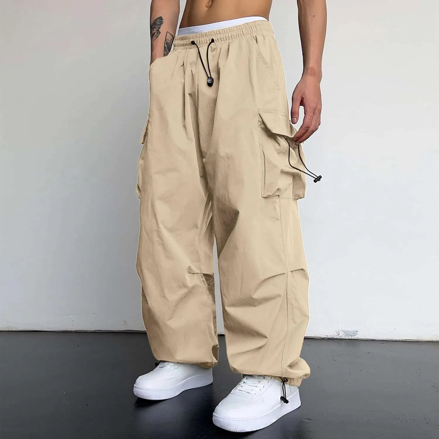 Men Tracksuit Pant Casual Stretchy Jogger Training Sweatpant Straight Leg Elasticated Waist Chino Pant