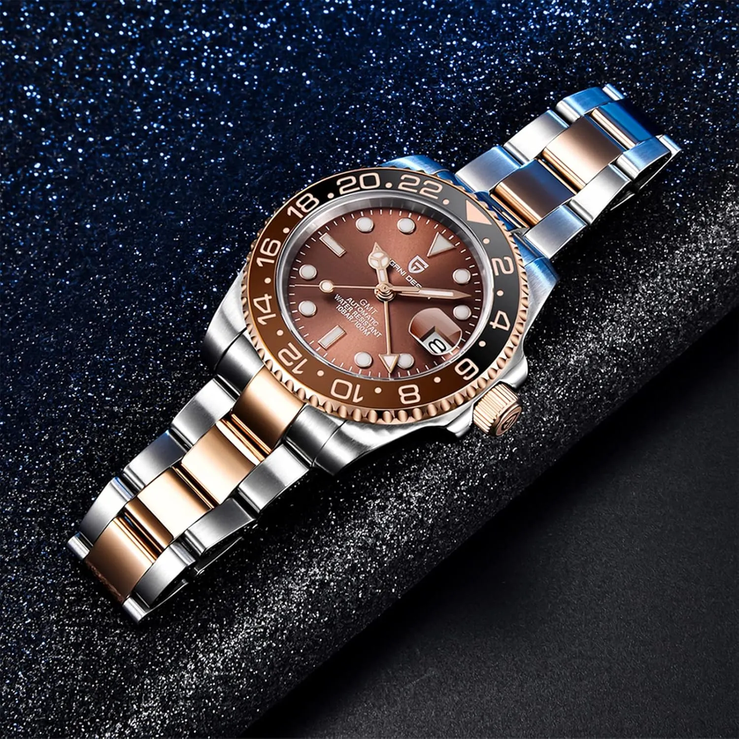 Men Watch Pagani Design GMT Watches for Men Automatic 40MM Date 100M Waterproof Stainless Steel Sapphire Glass Mechanical Wristwatches PD-1662