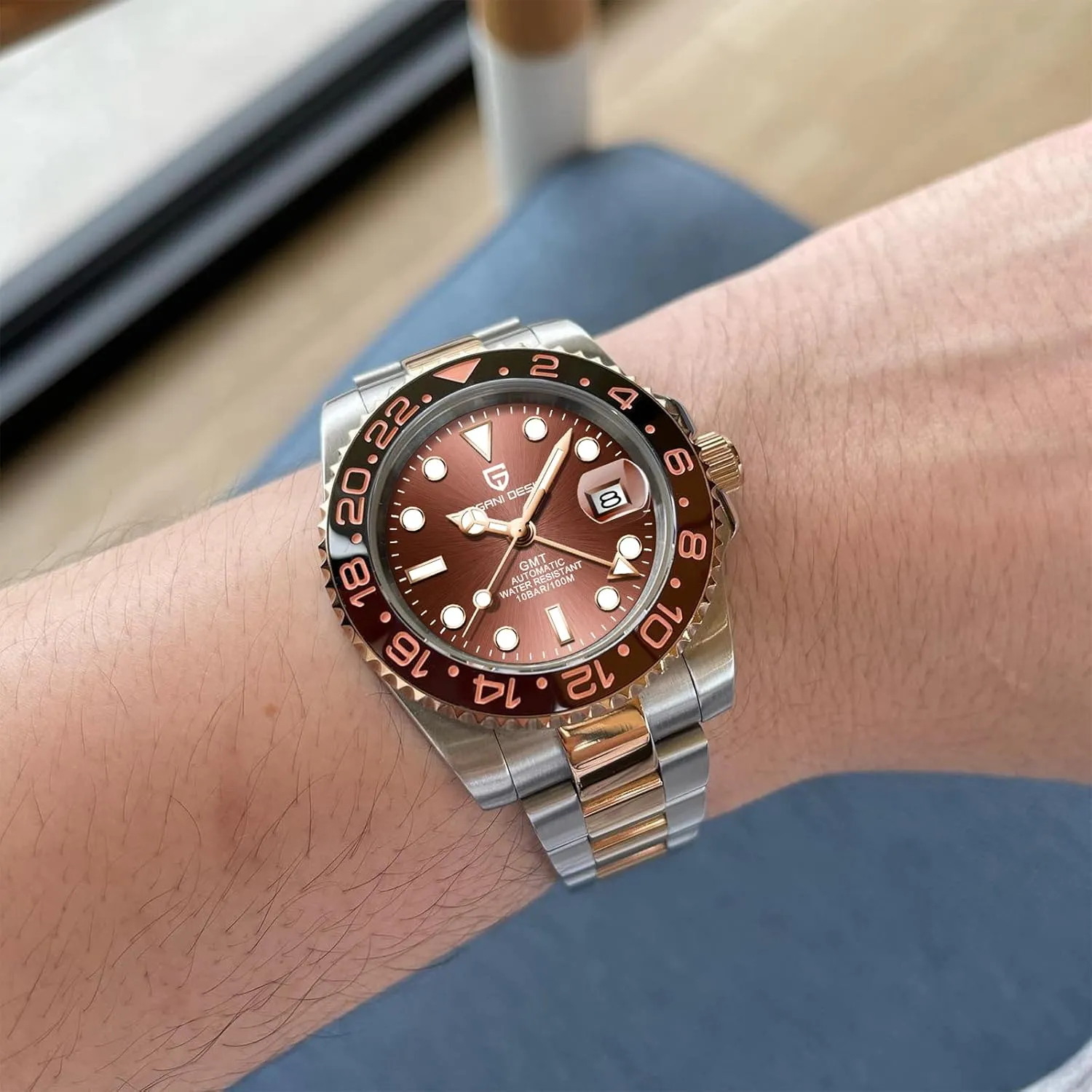 Men Watch Pagani Design GMT Watches for Men Automatic 40MM Date 100M Waterproof Stainless Steel Sapphire Glass Mechanical Wristwatches PD-1662