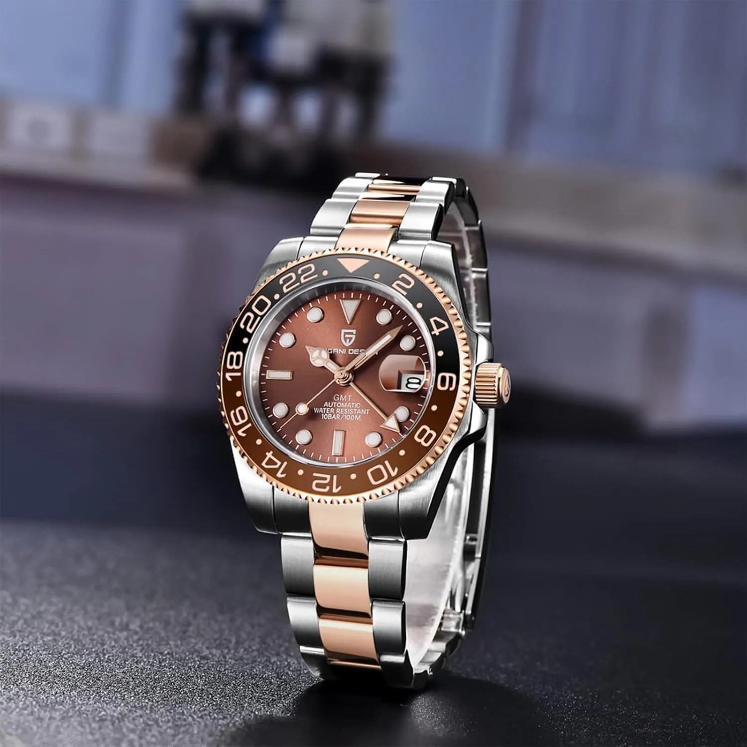 Men Watch Pagani Design GMT Watches for Men Automatic 40MM Date 100M Waterproof Stainless Steel Sapphire Glass Mechanical Wristwatches PD-1662