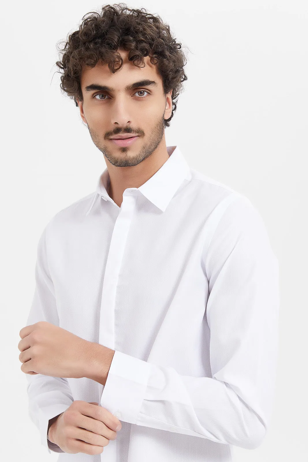 Men White Plain Formal Shirt