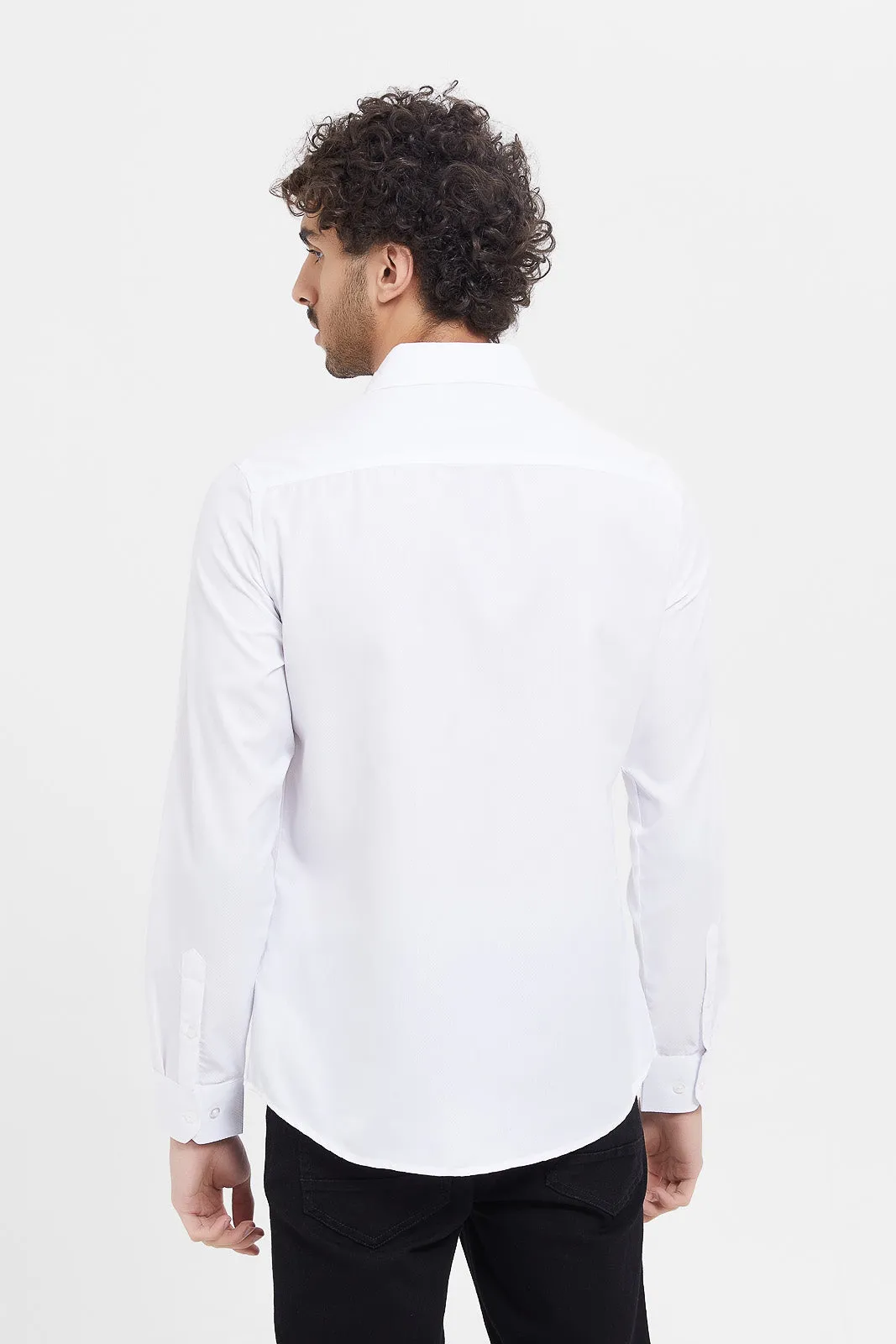 Men White Plain Formal Shirt