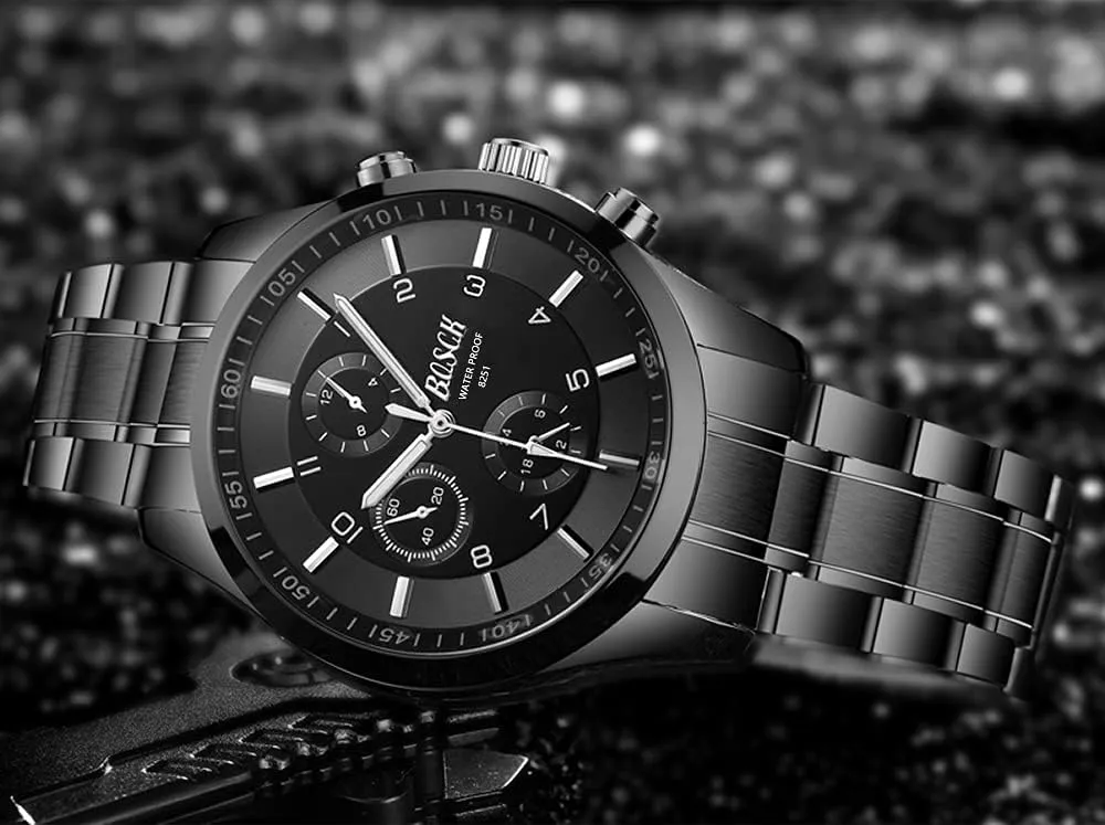 Men's 40mm Analog Watch  Auto Date & Day Display, Stainless Steel Business Wristwatch, Easy to Read, 30M Waterproof, No Chronograph