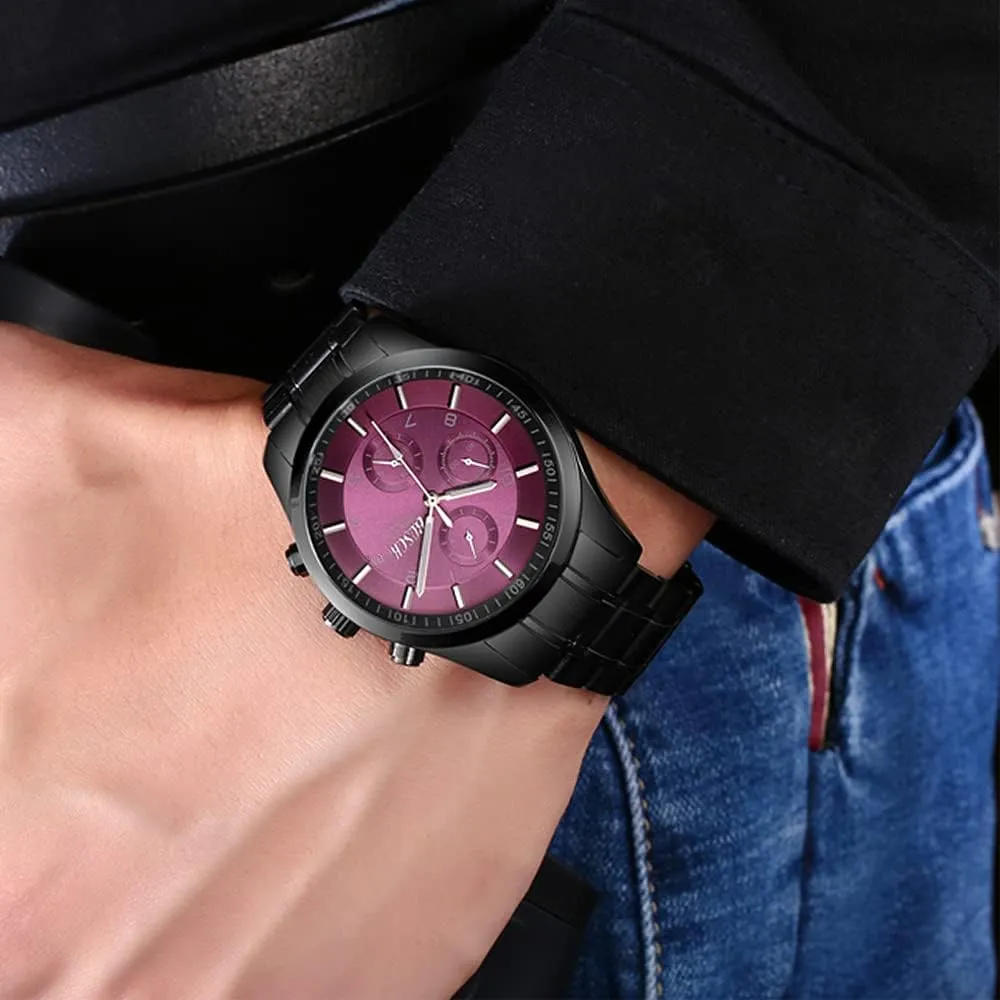 Men's 40mm Analog Watch  Auto Date & Day Display, Stainless Steel Business Wristwatch, Easy to Read, 30M Waterproof, No Chronograph