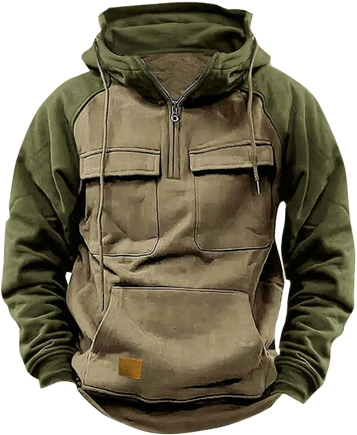 Men's Blue, Black, Brown Polyester Classic Hoodie with Half Sleeve and Hooded Neck