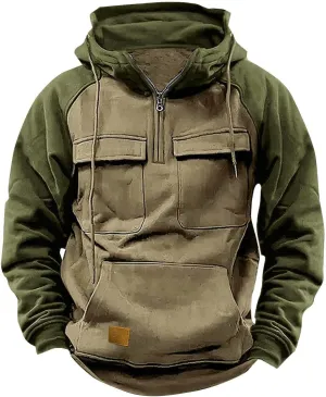 Men's Blue, Black, Brown Polyester Classic Hoodie with Half Sleeve and Hooded Neck