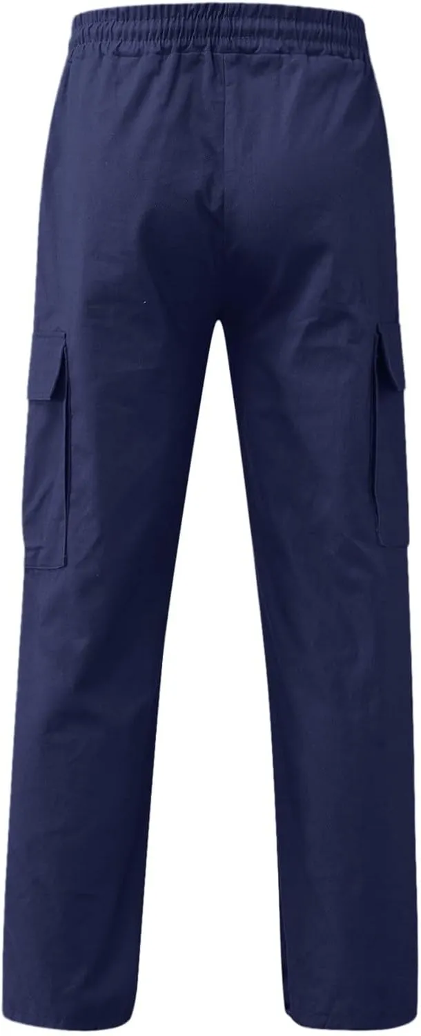 Mens Cargo Combat Work Pant Gym Running Jogger Soft Sweatpant Loose Cuffed Hem Pant Track Lounge