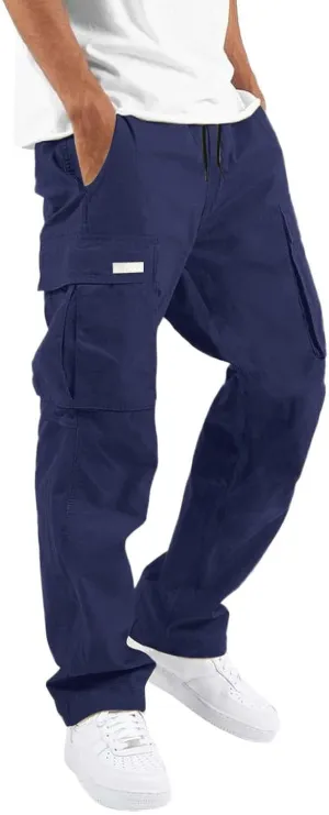 Mens Cargo Combat Work Pant Gym Running Jogger Soft Sweatpant Loose Cuffed Hem Pant Track Lounge
