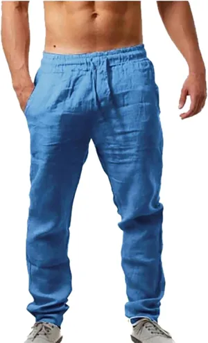 Men's Cargo Pants Casual Linen Stretchy Elasticated Pant Sweatpant Joggers Loose Running Sports Sweat