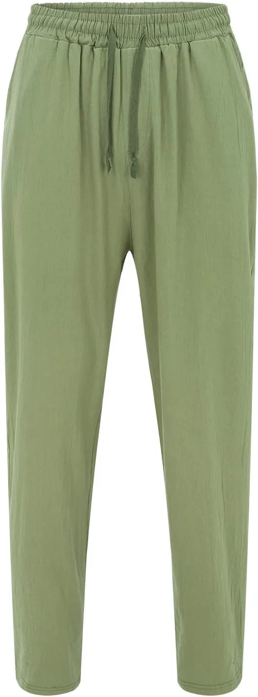 Mens Cargo Work Pants Casual Cotton Stretchy Elasticated Waist Pant Sweatpants Joggers Gym Sports Yoga Pants