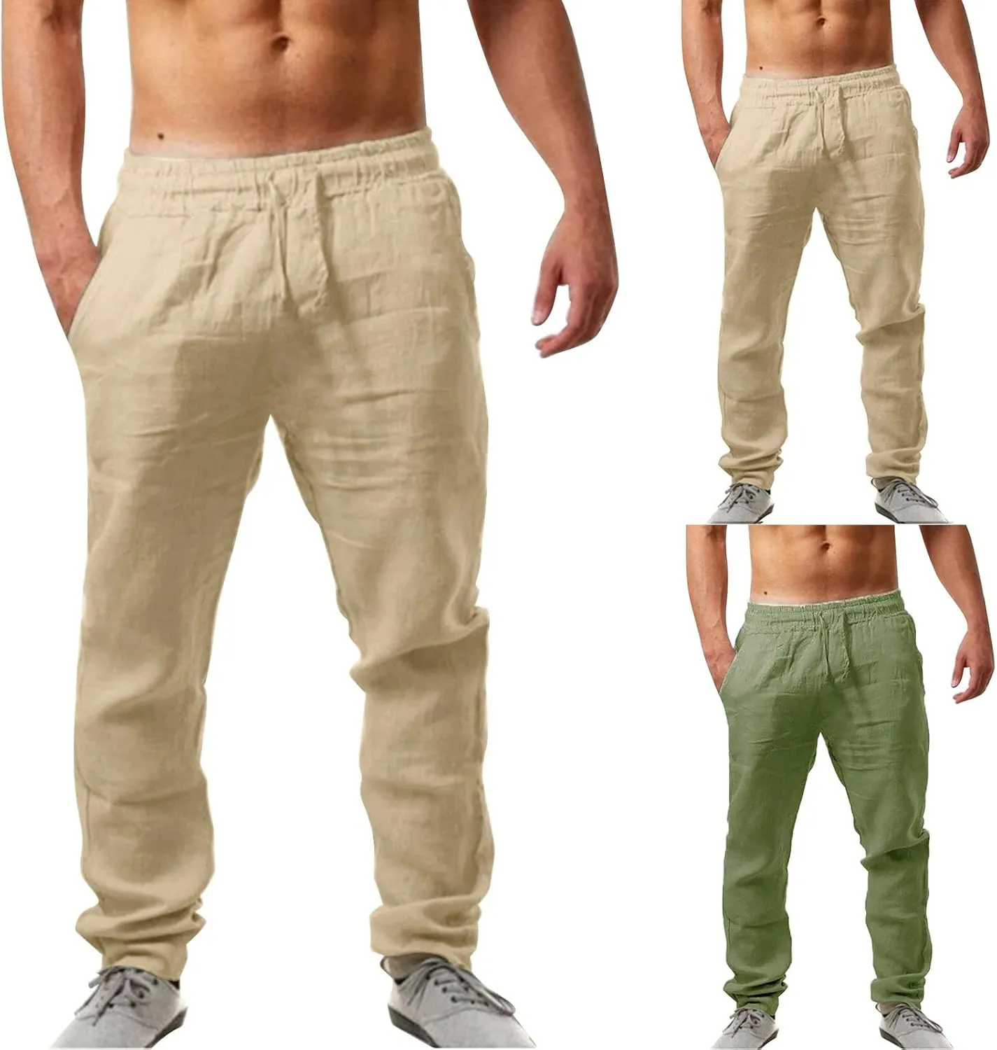 Mens Cargo Work Pants Casual Cotton Stretchy Elasticated Waist Pant Sweatpants Joggers Gym Sports Yoga Pants