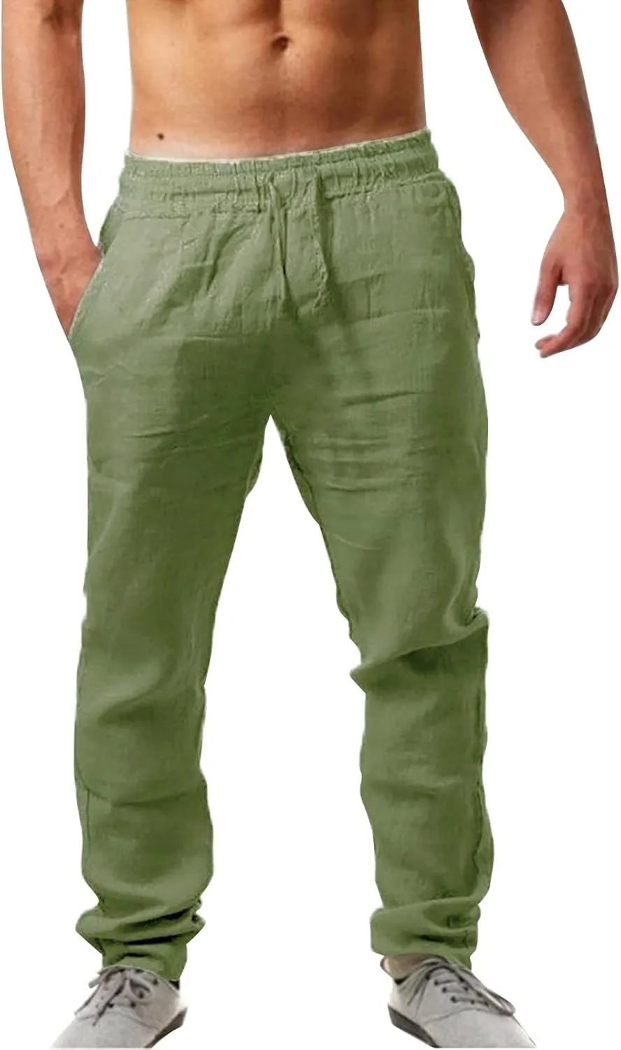 Mens Cargo Work Pants Casual Cotton Stretchy Elasticated Waist Pant Sweatpants Joggers Gym Sports Yoga Pants