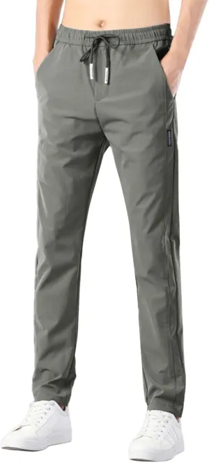 Men's Combat Cargo Pants Casual Linen Stretch Elastic Waist Pant Sweatpant Joggers Baggy Running Sports