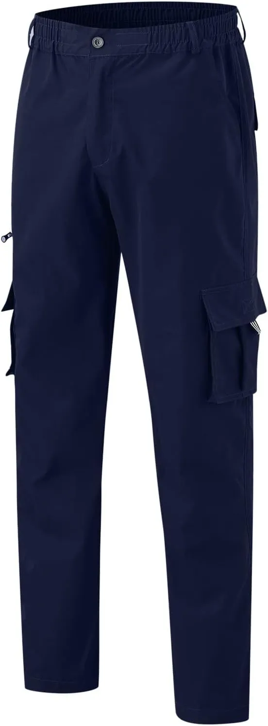 Men's Combat Cargo Pants Casual Linen Stretch Elastic Waist Pant Sweatpant Joggers Baggy Running Sports