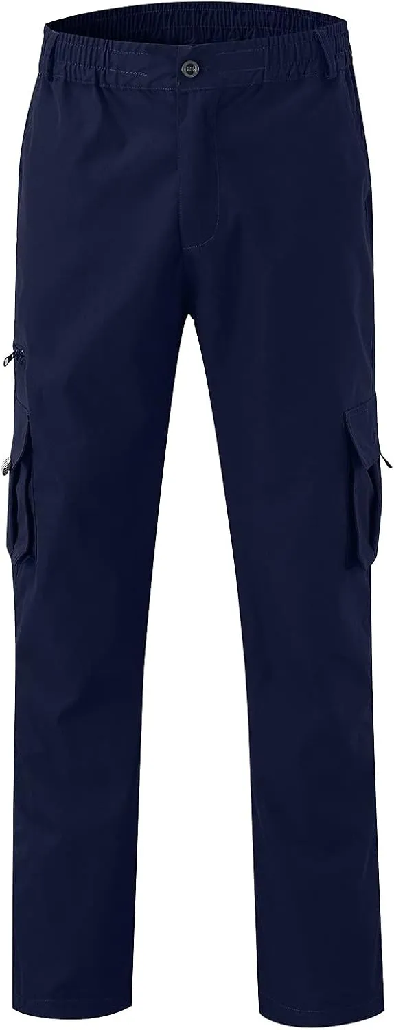 Men's Combat Cargo Pants Casual Linen Stretch Elastic Waist Pant Sweatpant Joggers Baggy Running Sports