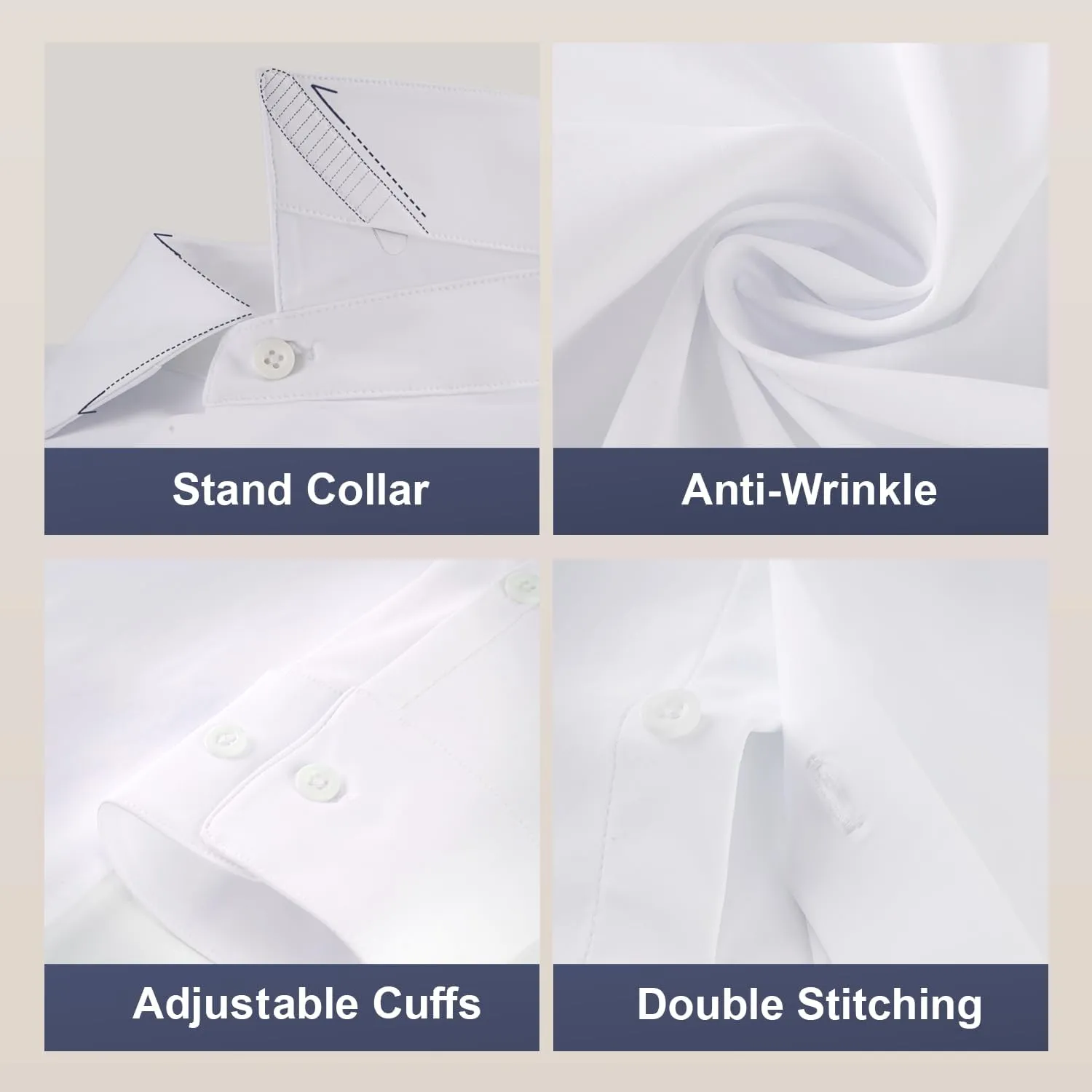 Men's Dress Shirts, TriProof Stretch Iron-Free Shirts Long Sleeve Button Down Wrinkle Free Casual Business Shirt