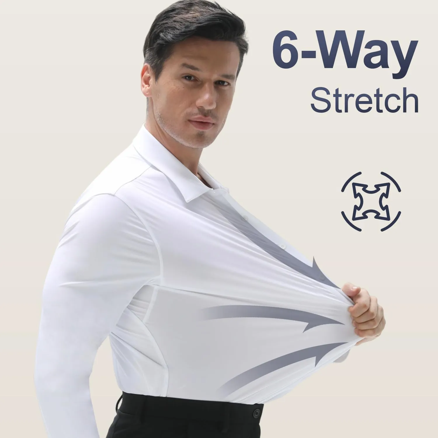 Men's Dress Shirts, TriProof Stretch Iron-Free Shirts Long Sleeve Button Down Wrinkle Free Casual Business Shirt