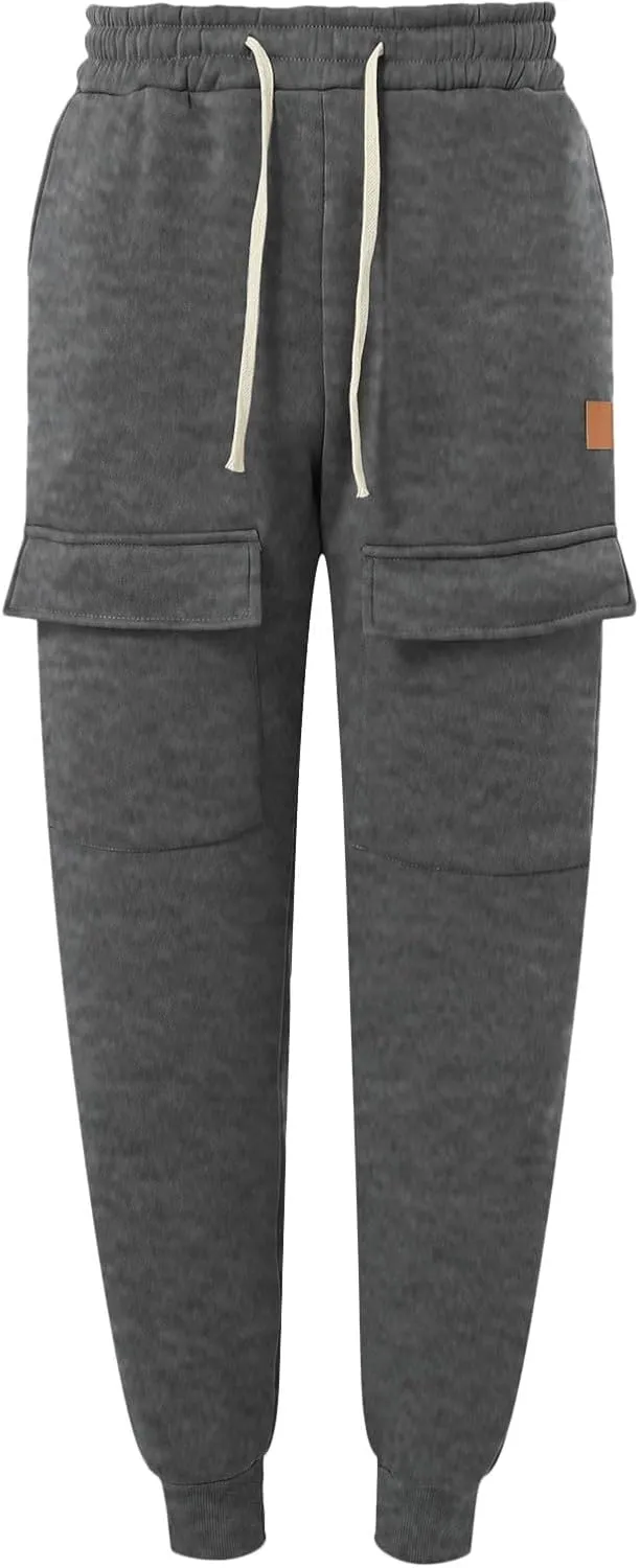 Mens Fleece Cargo Mens Slim Fit Cargo Pants Long Pants Fitness Pants Outdoor Trend Star Glitter