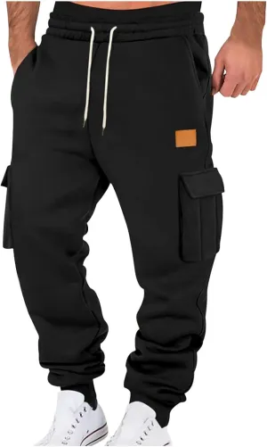 Mens Fleece Cargo Mens Slim Fit Cargo Pants Long Pants Fitness Pants Outdoor Trend Star Glitter