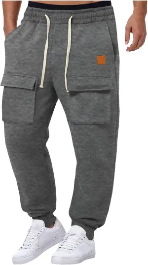 Mens Fleece Cargo Mens Slim Fit Cargo Pants Long Pants Fitness Pants Outdoor Trend Star Glitter