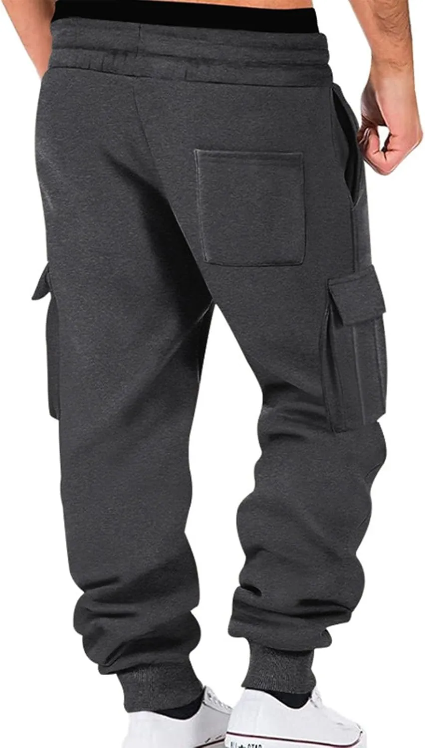 Mens Fleece Cargo Mens Slim Fit Cargo Pants Long Pants Fitness Pants Outdoor Trend Star Glitter