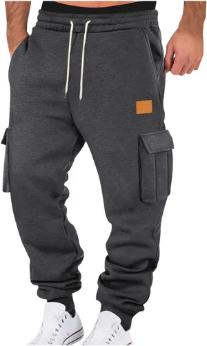 Mens Fleece Cargo Mens Slim Fit Cargo Pants Long Pants Fitness Pants Outdoor Trend Star Glitter