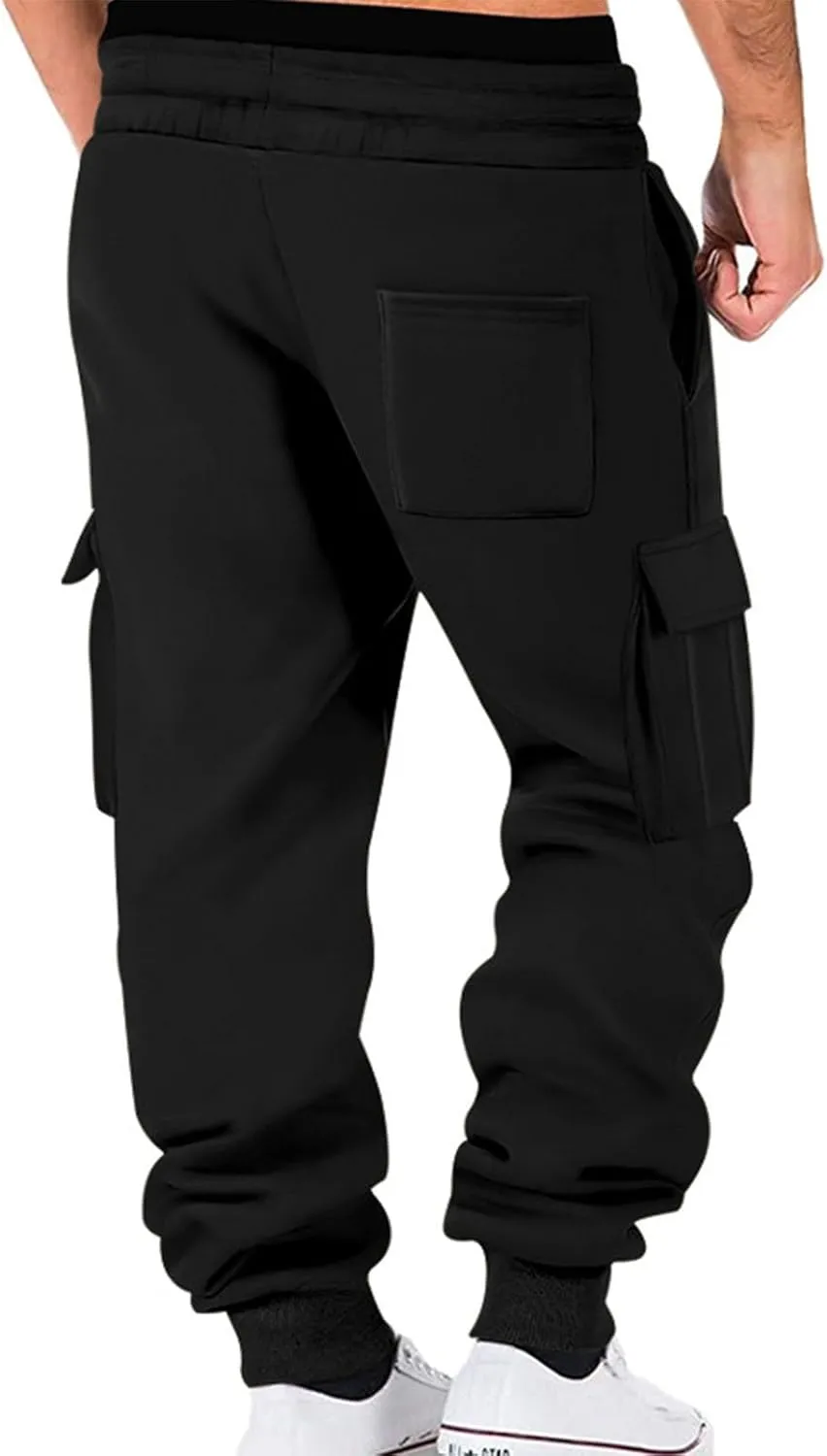 Mens Fleece Cargo Mens Slim Fit Cargo Pants Long Pants Fitness Pants Outdoor Trend Star Glitter