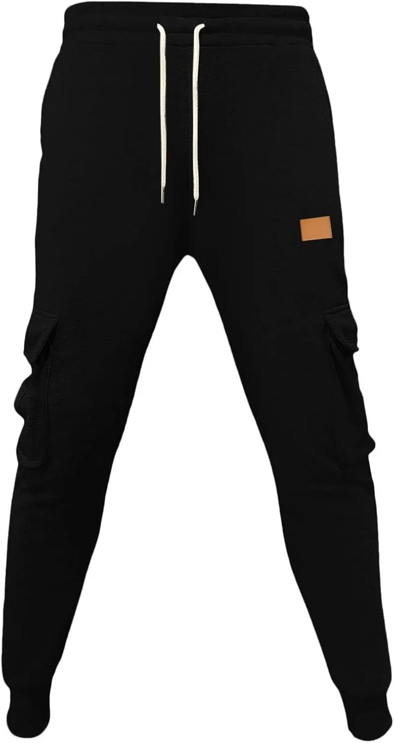 Mens Fleece Cargo Mens Slim Fit Cargo Pants Long Pants Fitness Pants Outdoor Trend Star Glitter