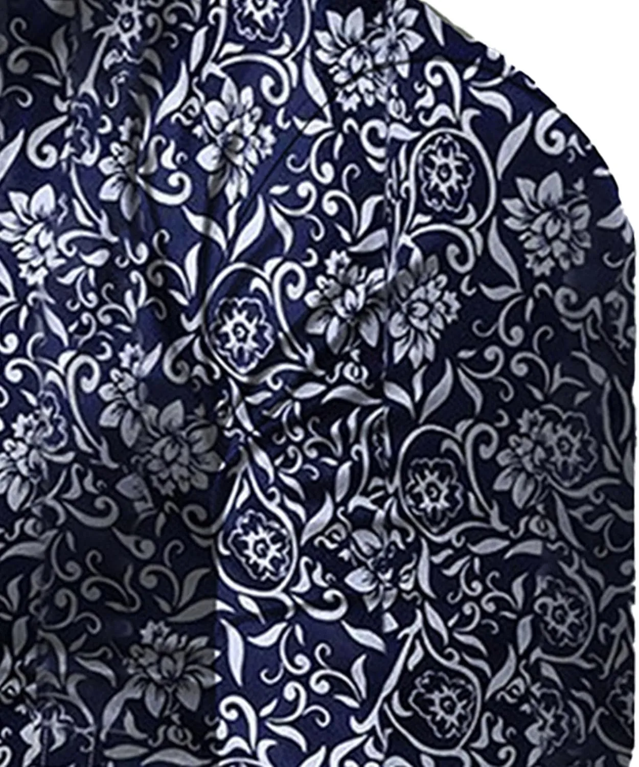 Mens Hawaiian Floral Shirts Slim Fit Long Sleeve Printed Dress Shirt Button Down Tropical Holiday Beach Shirts