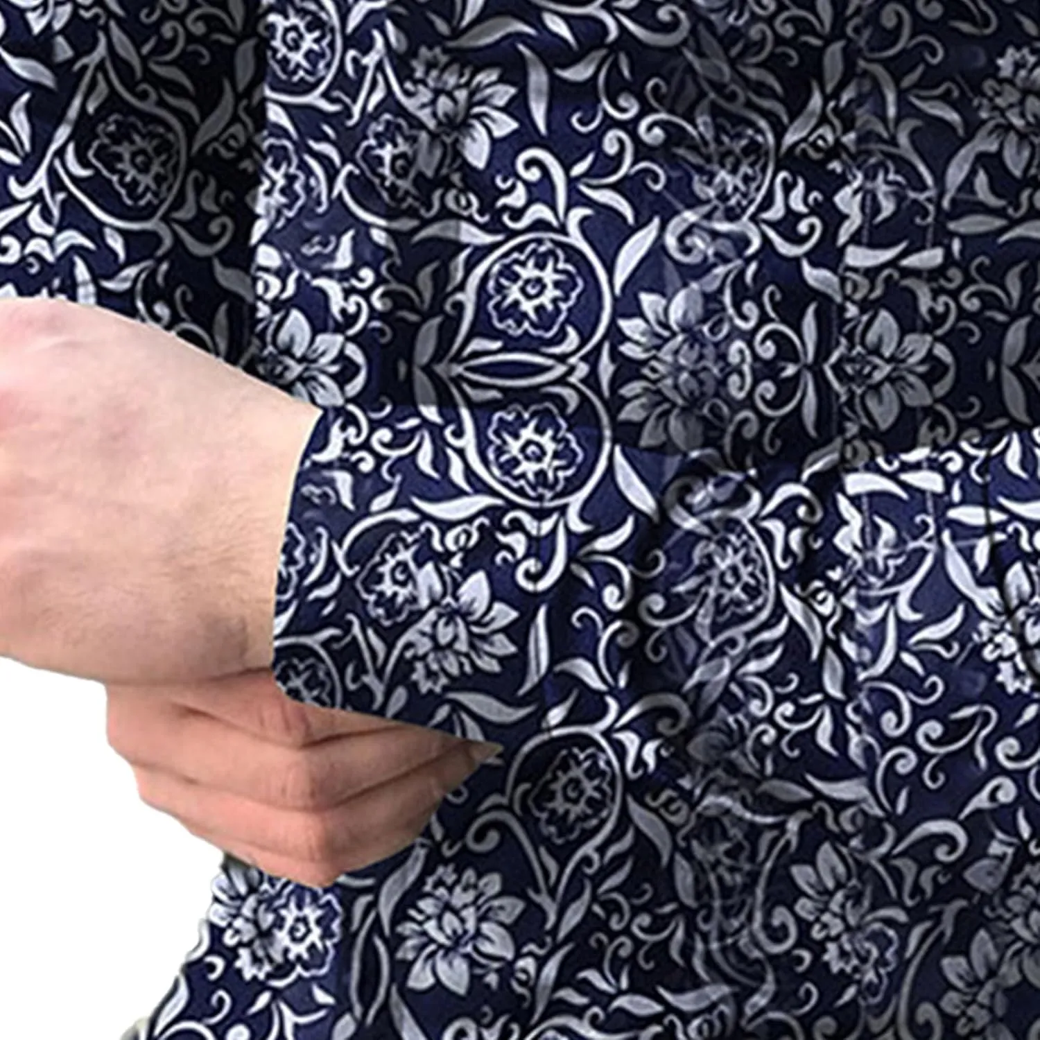 Mens Hawaiian Floral Shirts Slim Fit Long Sleeve Printed Dress Shirt Button Down Tropical Holiday Beach Shirts
