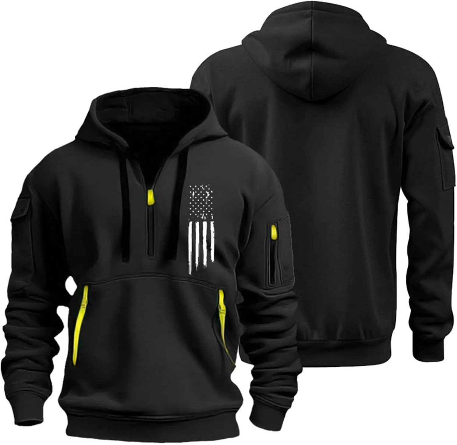 Mens Hoodies 1/4 Zip Slim Fit Basic Comfort Drawstring Mens Sweatshirt Cool Vintage Sweatshirt with Pockets