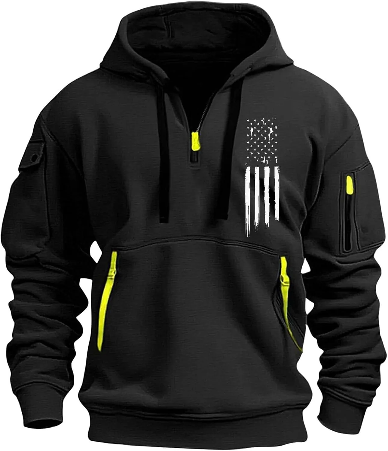Mens Hoodies 1/4 Zip Slim Fit Basic Comfort Drawstring Mens Sweatshirt Cool Vintage Sweatshirt with Pockets