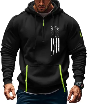 Mens Hoodies 1/4 Zip Slim Fit Basic Comfort Drawstring Mens Sweatshirt Cool Vintage Sweatshirt with Pockets