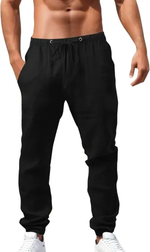 Men's Jogging Pants Casual Jogger Workout Gym Sweatpants Straight Leg Elasticated Waist Cargo Work Pant