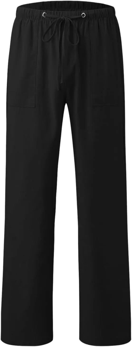 Men's Jogging Pants Casual Jogger Workout Gym Sweatpants Straight Leg Elasticated Waist Cargo Work Pant