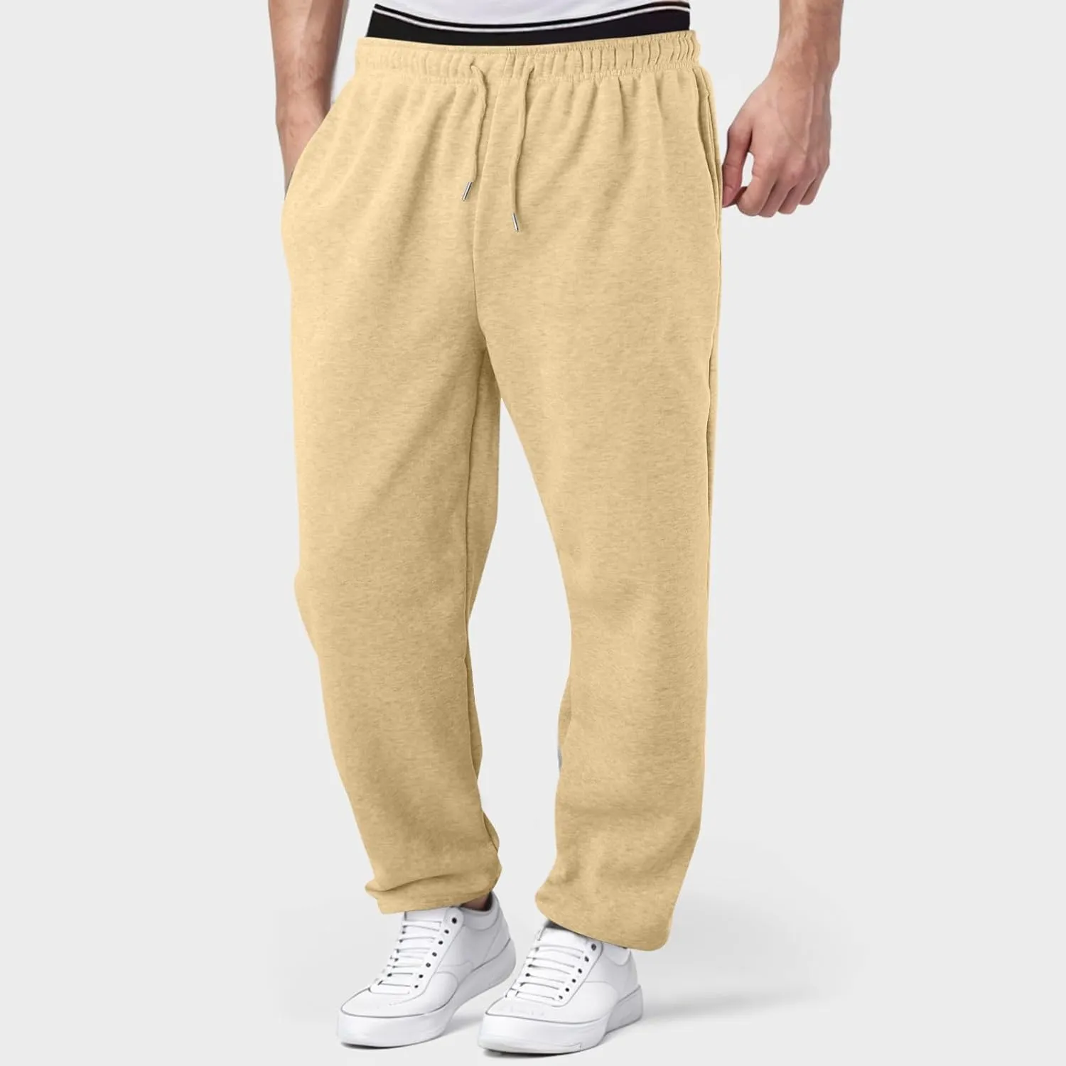 Mens Lightweight Jogging Pant Pockets Track Work Joggers Loose Fit Sport Casual Sweatpant Summer Long Pants