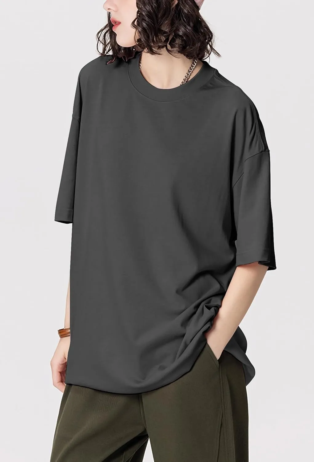 Mens Oversized T Shirts Short Sleeve Cotton Tshirts Heavyweight Streetwear Shirts Crewneck Workout Tees Tops