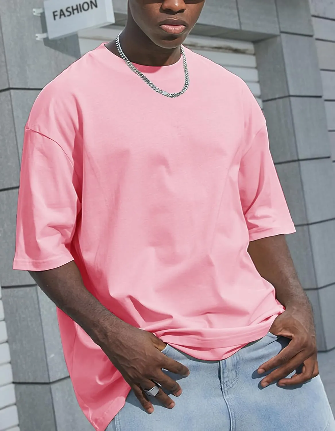 Mens Oversized T Shirts Short Sleeve Cotton Tshirts Heavyweight Streetwear Shirts Crewneck Workout Tees Tops