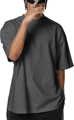Mens Oversized T Shirts Short Sleeve Cotton Tshirts Heavyweight Streetwear Shirts Crewneck Workout Tees Tops