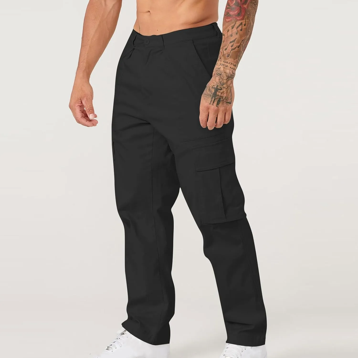 Men's Pants Straight-Fit Casual Stretch Chino Pant Tactical Sports Athletic Slim Fit Work Outdoor Trousers