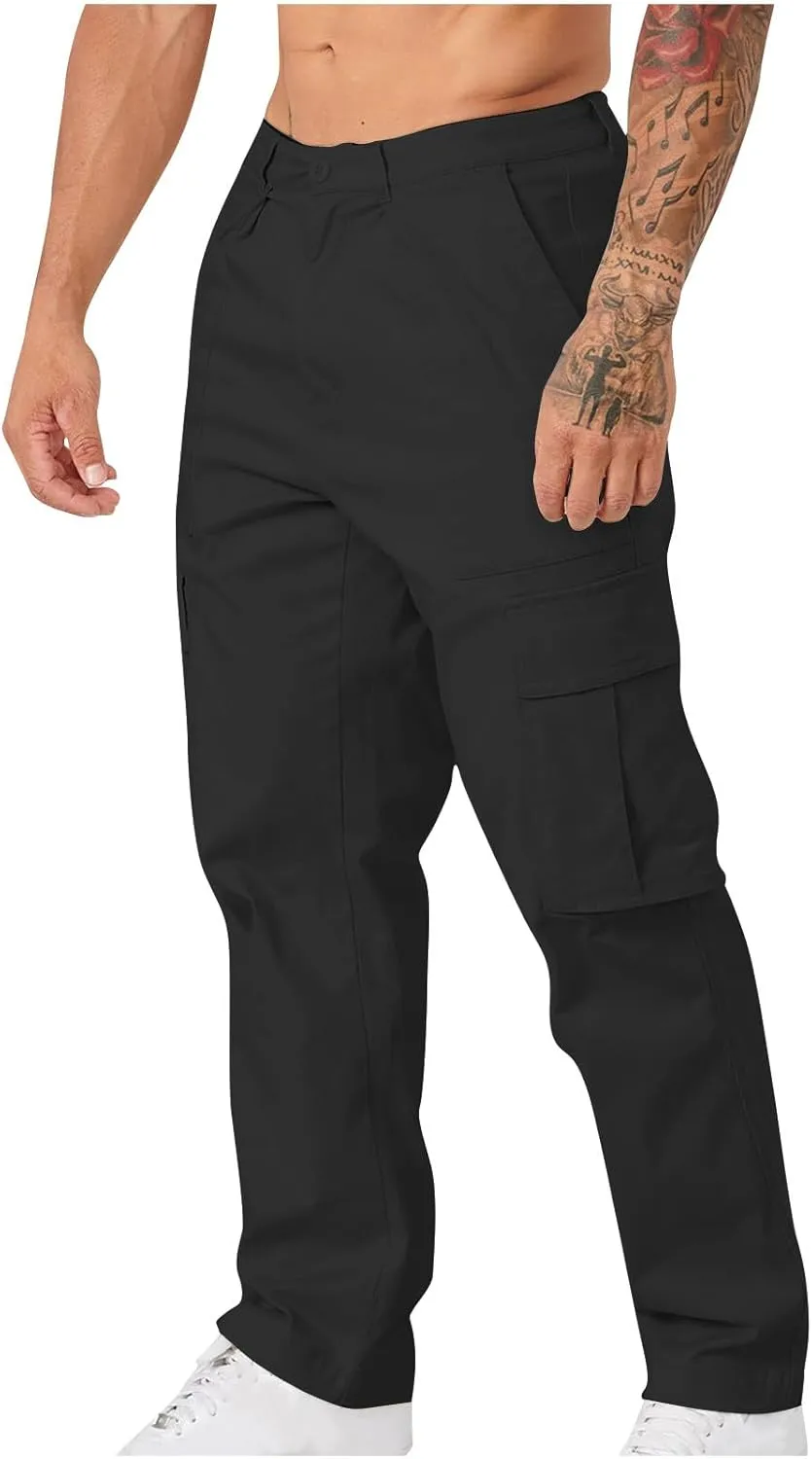 Men's Pants Straight-Fit Casual Stretch Chino Pant Tactical Sports Athletic Slim Fit Work Outdoor Trousers